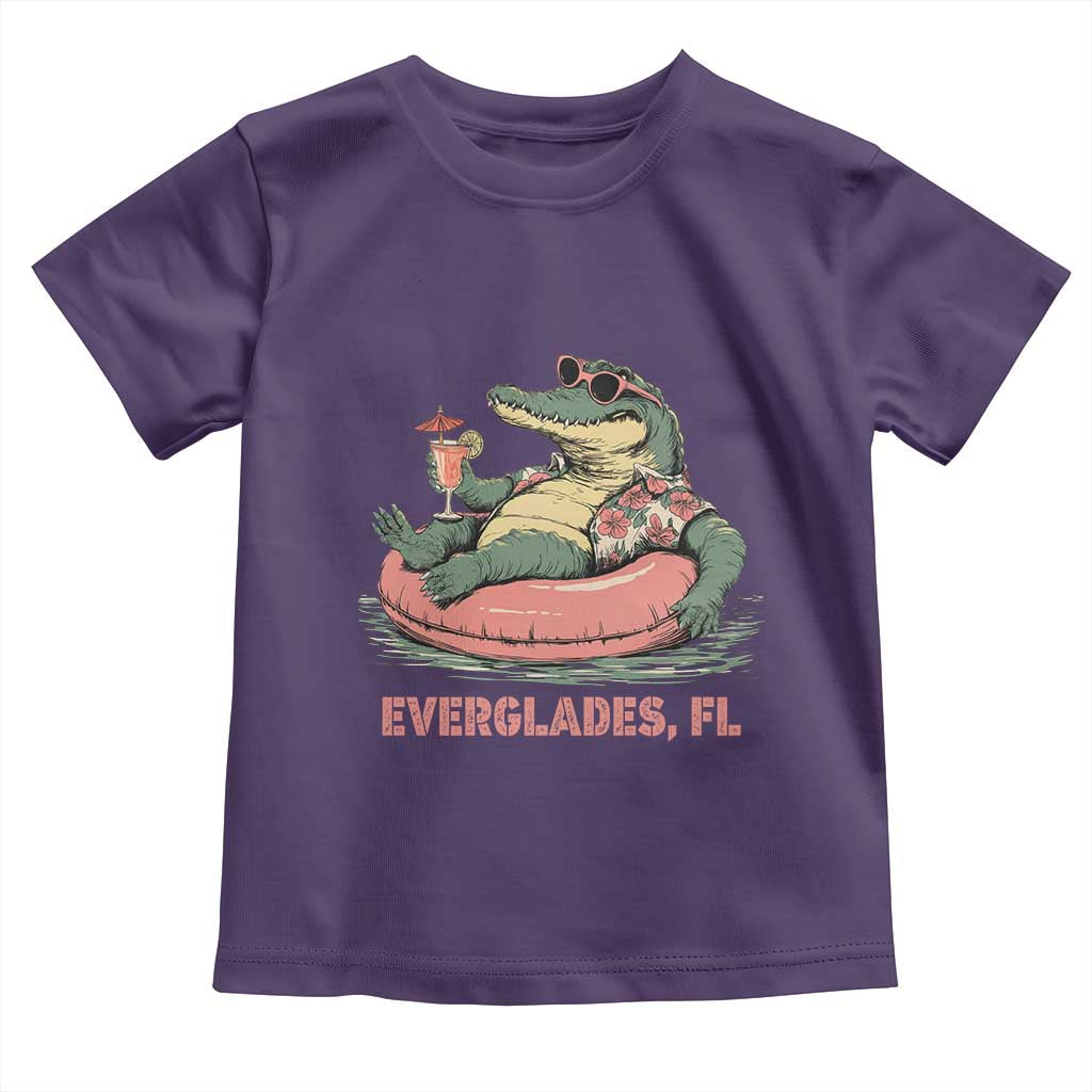 Funny Tropical Alligator Toddler T Shirt Everglades Florida FL Summer Vibe TS02 Purple Print Your Wear