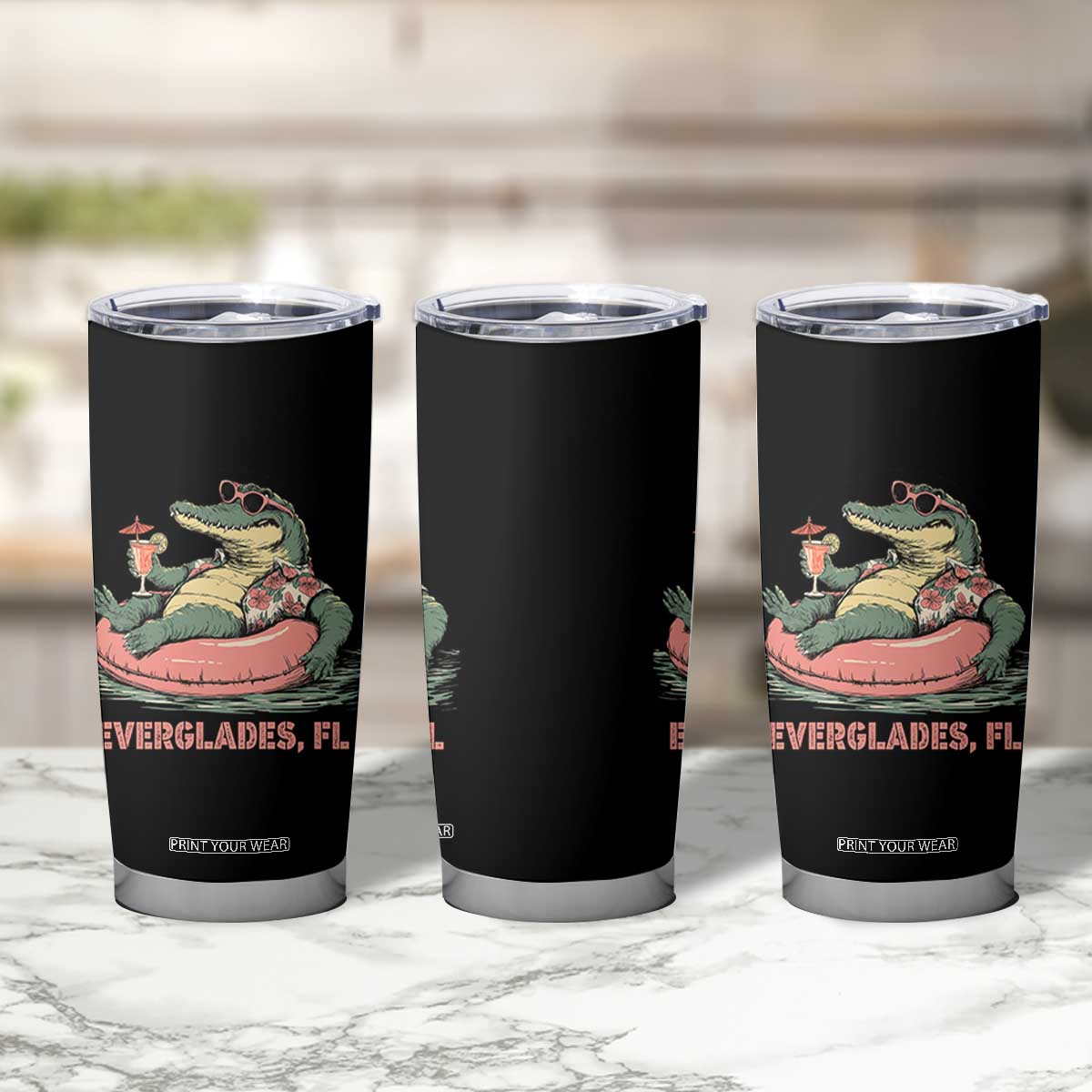 Funny Tropical Alligator Tumbler Cup Everglades Florida FL Summer Vibe TS02 Print Your Wear