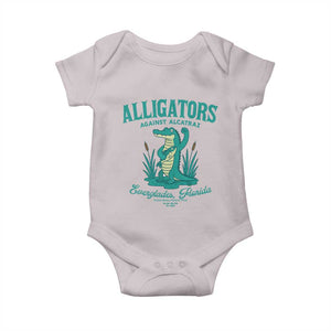 Alligators Against Alcatraz Baby Onesie Everglades Florida for Human Rights TS02 Ice Gray Print Your Wear