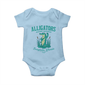 Alligators Against Alcatraz Baby Onesie Everglades Florida for Human Rights TS02 Light Blue Print Your Wear