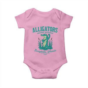 Alligators Against Alcatraz Baby Onesie Everglades Florida for Human Rights TS02 Light Pink Print Your Wear