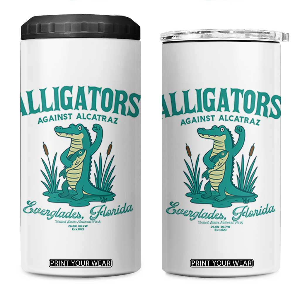 Alligators Against Alcatraz 4 in 1 Can Cooler Tumbler Everglades Florida for Human Rights TS02 One Size: 16 oz White Print Your Wear