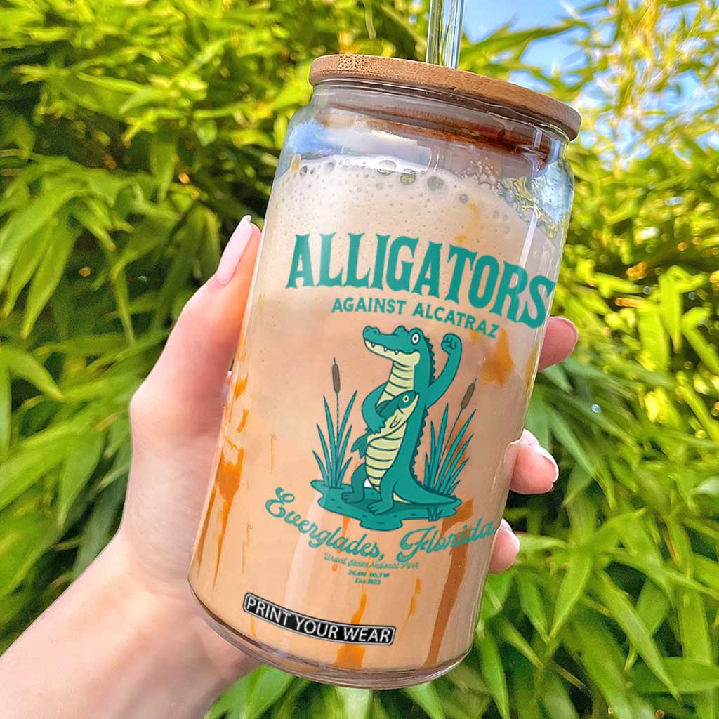 Alligators Against Alcatraz Glass Can Everglades Florida for Human Rights TS02 White Print Your Wear