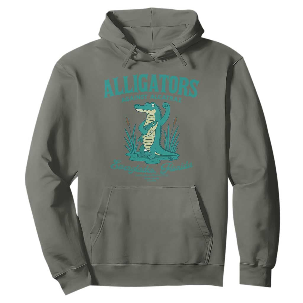 Alligators Against Alcatraz Hoodie Everglades Florida for Human Rights TS02 Military Green Print Your Wear