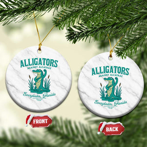 Alligators Against Alcatraz Ceramic Ornament Everglades Florida for Human Rights TS02 1pc White Marble Print Your Wear