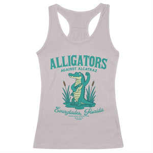 Alligators Against Alcatraz Racerback Tank Top Everglades Florida for Human Rights TS02 Ice Gray Print Your Wear