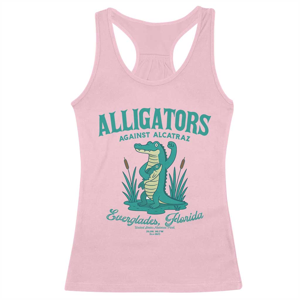 Alligators Against Alcatraz Racerback Tank Top Everglades Florida for Human Rights TS02 Light Pink Print Your Wear