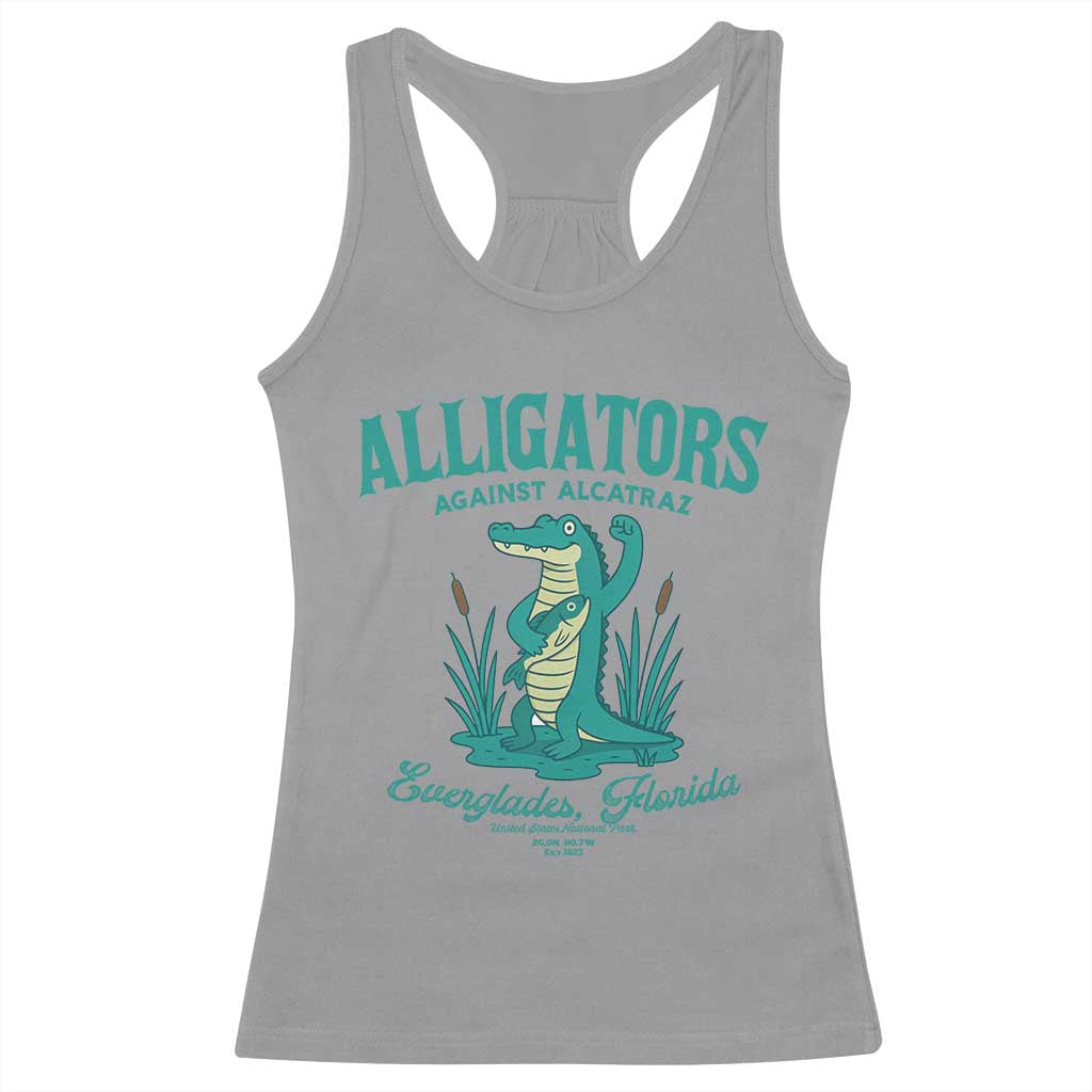 Alligators Against Alcatraz Racerback Tank Top Everglades Florida for Human Rights TS02 Sport Gray Print Your Wear
