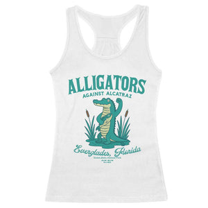 Alligators Against Alcatraz Racerback Tank Top Everglades Florida for Human Rights TS02 White Print Your Wear