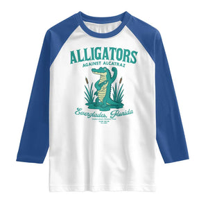 Alligators Against Alcatraz Raglan Shirt Everglades Florida for Human Rights TS02 White Royal Print Your Wear