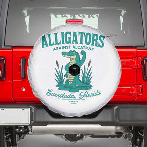 Alligators Against Alcatraz Spare Tire Cover Everglades Florida for Human Rights TS02 White Print Your Wear