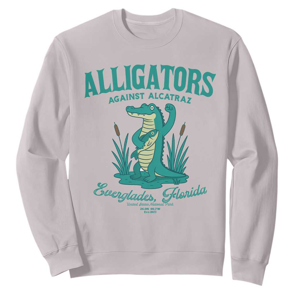 Alligators Against Alcatraz Sweatshirt Everglades Florida for Human Rights TS02 Ice Gray Print Your Wear