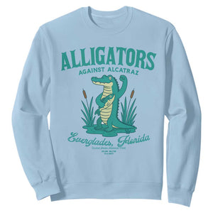 Alligators Against Alcatraz Sweatshirt Everglades Florida for Human Rights TS02 Light Blue Print Your Wear