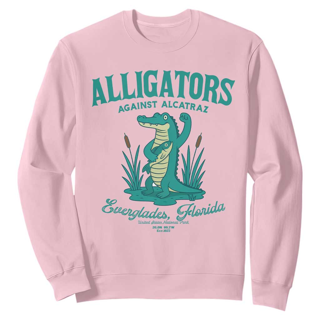 Alligators Against Alcatraz Sweatshirt Everglades Florida for Human Rights TS02 Light Pink Print Your Wear