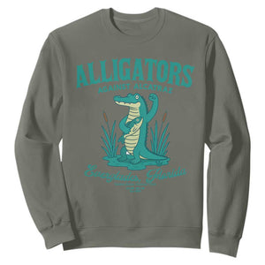 Alligators Against Alcatraz Sweatshirt Everglades Florida for Human Rights TS02 Military Green Print Your Wear