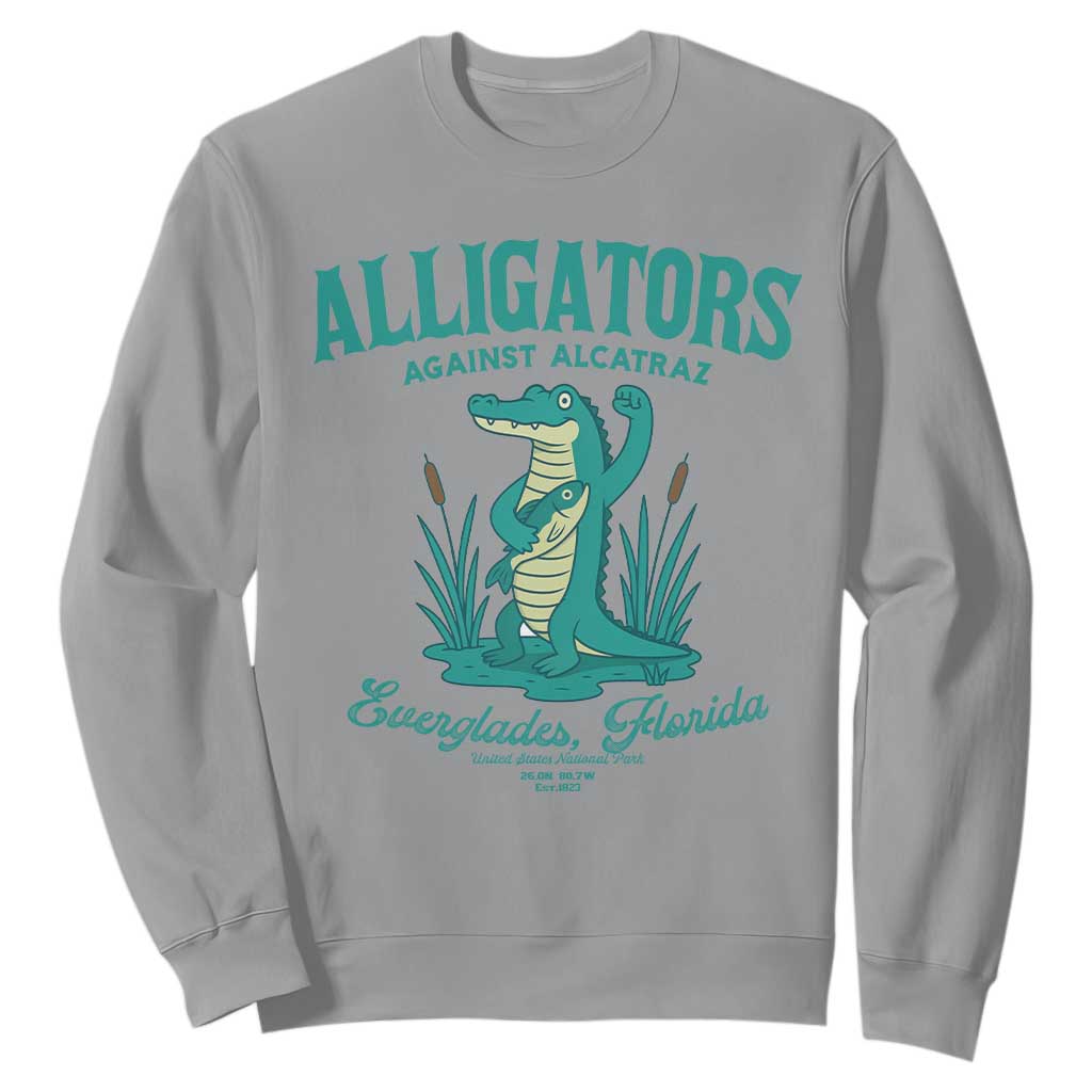 Alligators Against Alcatraz Sweatshirt Everglades Florida for Human Rights TS02 Sport Gray Print Your Wear
