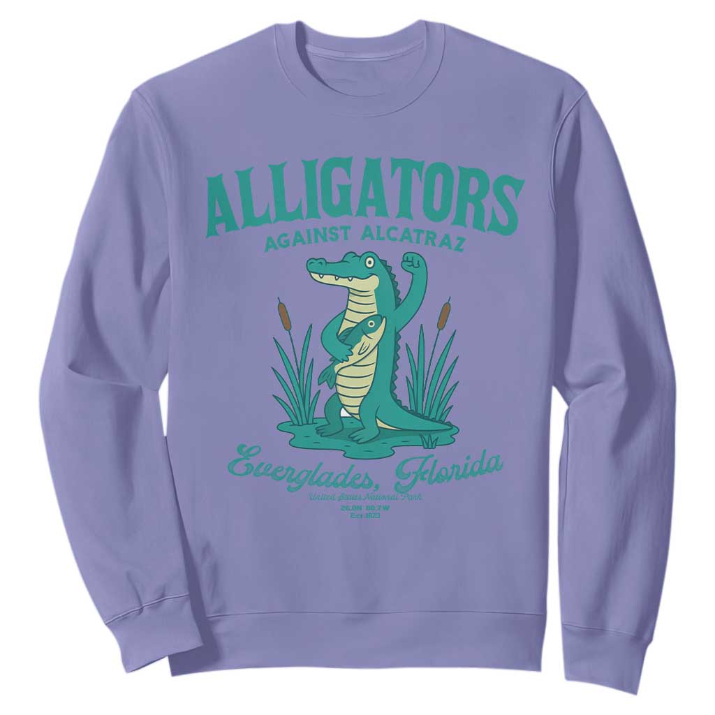 Alligators Against Alcatraz Sweatshirt Everglades Florida for Human Rights TS02 Violet Print Your Wear