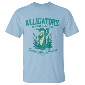 Alligators Against Alcatraz T Shirt Everglades Florida for Human Rights TS02 Light Blue Print Your Wear