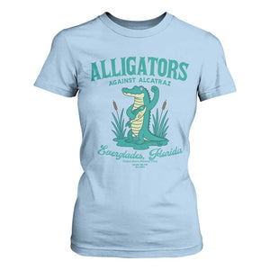 Alligators Against Alcatraz T Shirt For Women Everglades Florida for Human Rights TS02 Light Blue Print Your Wear