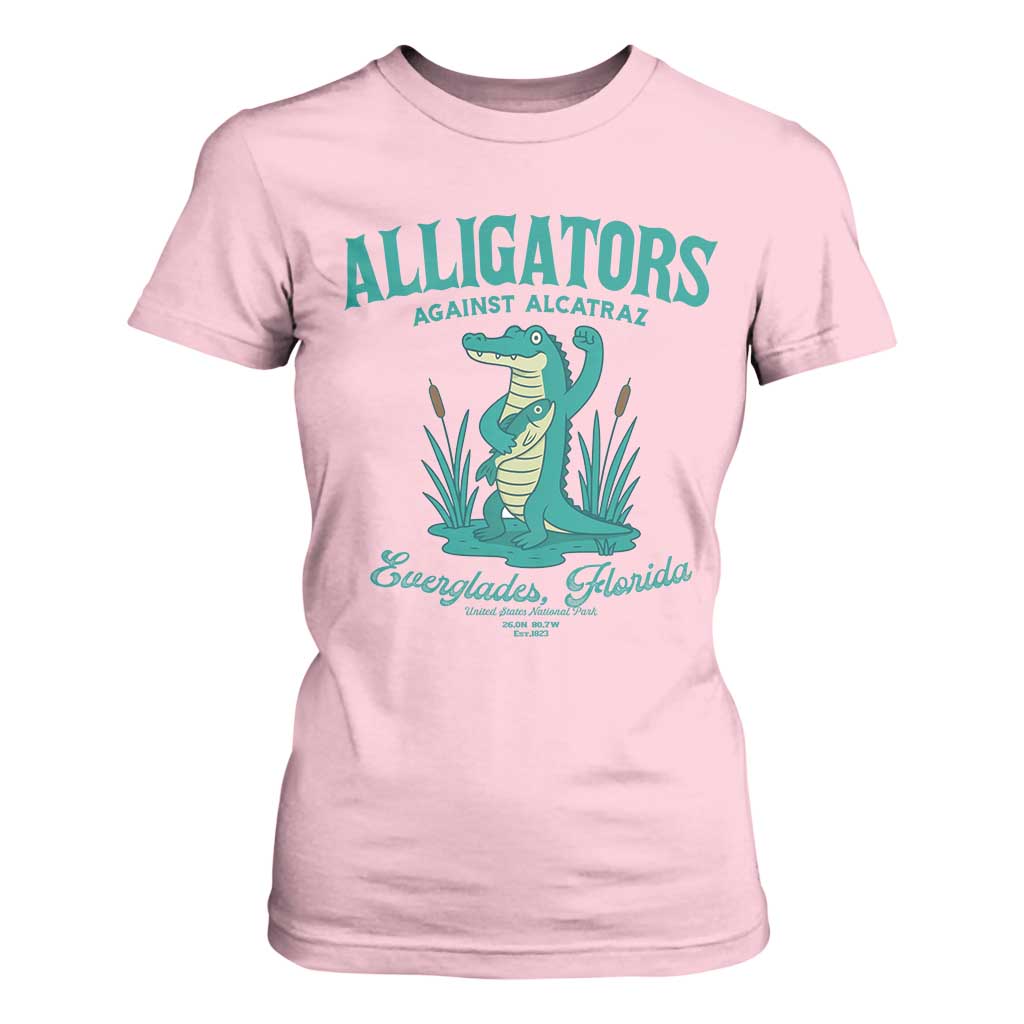 Alligators Against Alcatraz T Shirt For Women Everglades Florida for Human Rights TS02 Light Pink Print Your Wear