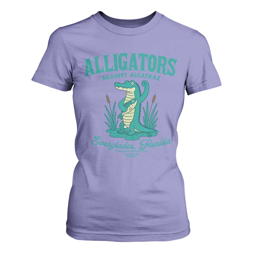 Alligators Against Alcatraz T Shirt For Women Everglades Florida for Human Rights TS02 Violet Print Your Wear