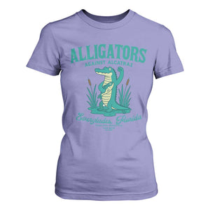 Alligators Against Alcatraz T Shirt For Women Everglades Florida for Human Rights TS02 Violet Print Your Wear