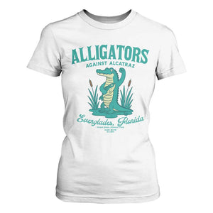 Alligators Against Alcatraz T Shirt For Women Everglades Florida for Human Rights TS02 White Print Your Wear