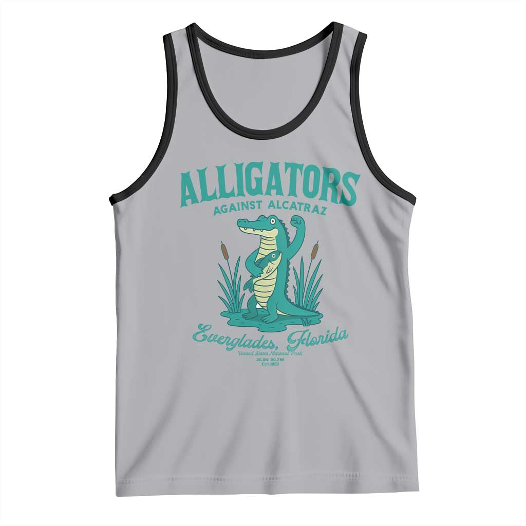 Alligators Against Alcatraz Tank Top Everglades Florida for Human Rights TS02 Athletic Heather Black Print Your Wear