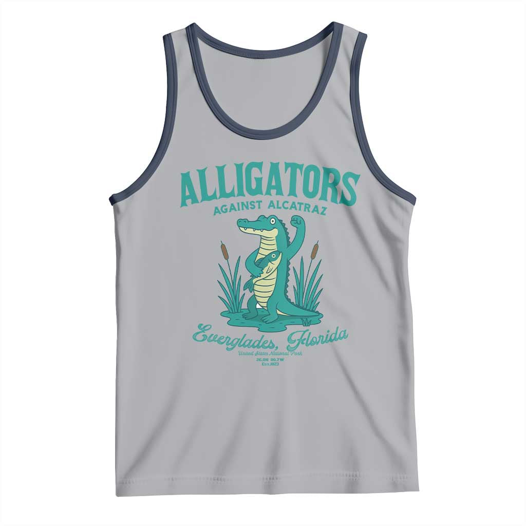 Alligators Against Alcatraz Tank Top Everglades Florida for Human Rights TS02 Athletic Heather Navy Print Your Wear