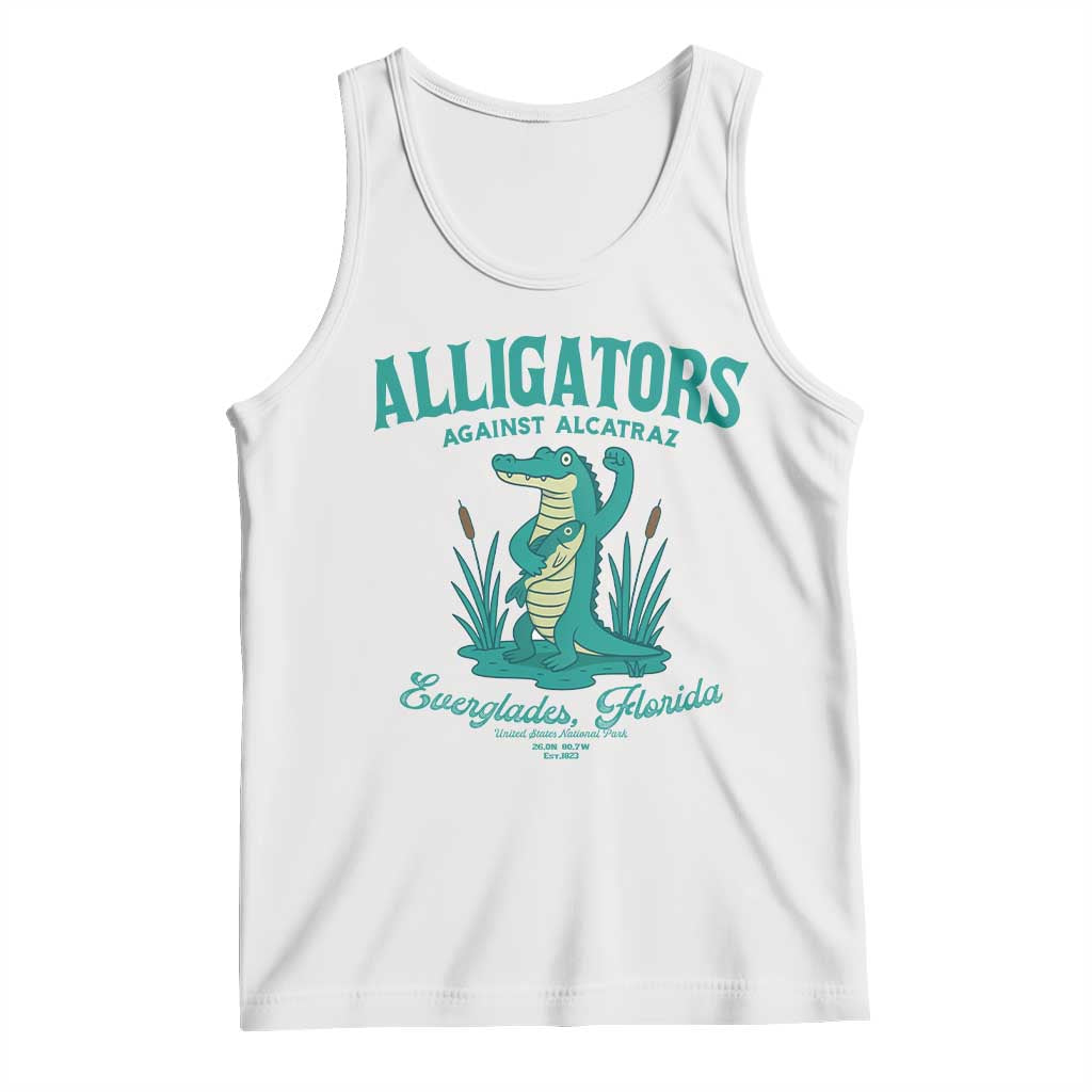 Alligators Against Alcatraz Tank Top Everglades Florida for Human Rights TS02 White Print Your Wear