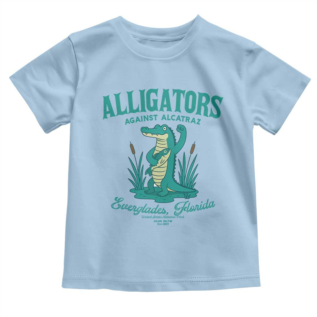 Alligators Against Alcatraz Toddler T Shirt Everglades Florida for Human Rights TS02 Light Blue Print Your Wear