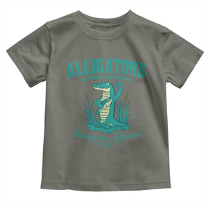 Alligators Against Alcatraz Toddler T Shirt Everglades Florida for Human Rights TS02 Military Green Print Your Wear