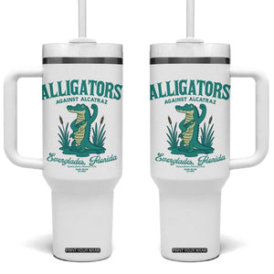Alligators Against Alcatraz Tumbler With Handle Everglades Florida for Human Rights TS02 One Size: 40 oz White Print Your Wear