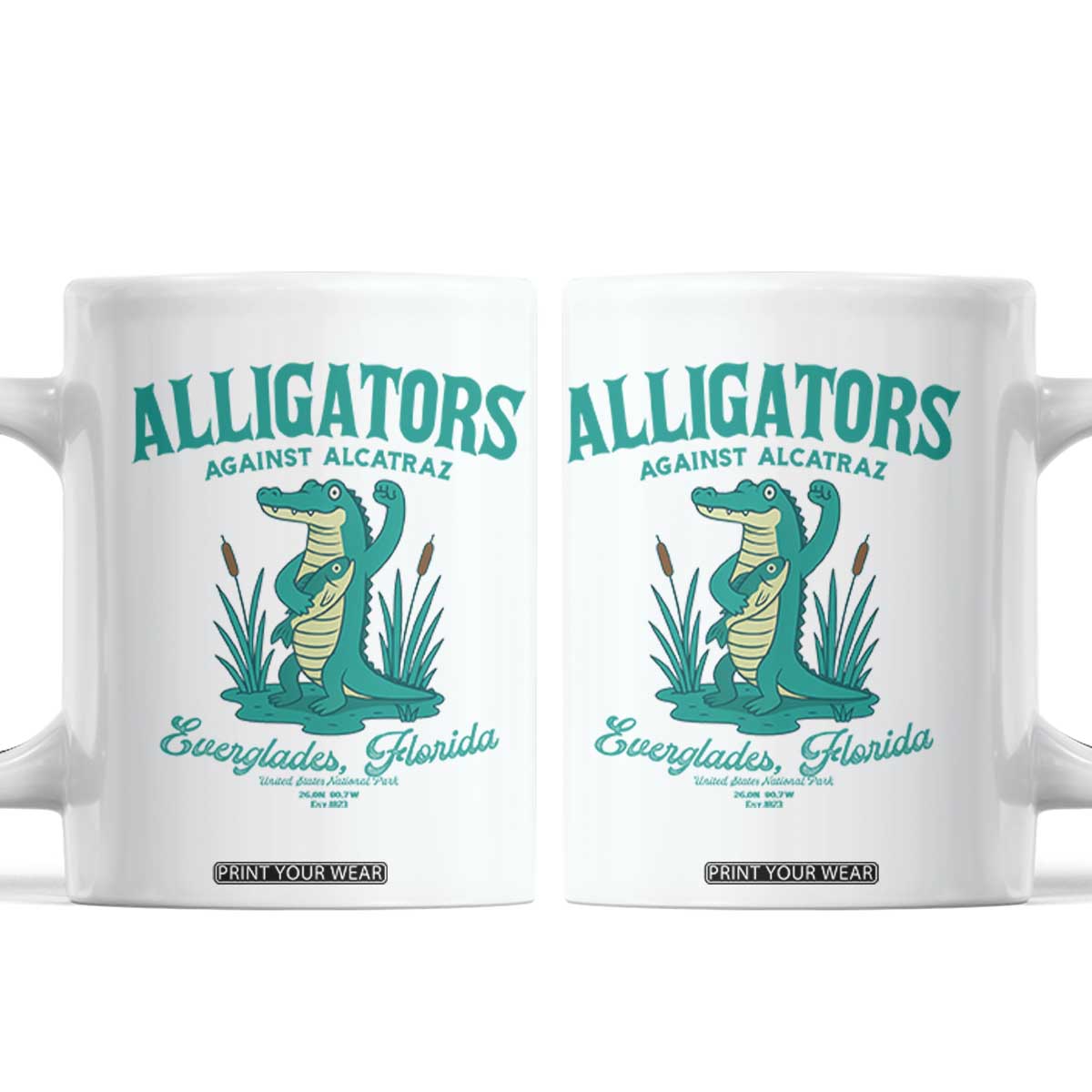 Alligators Against Alcatraz Coffee Mug Everglades Florida for Human Rights TS02 White Print Your Wear