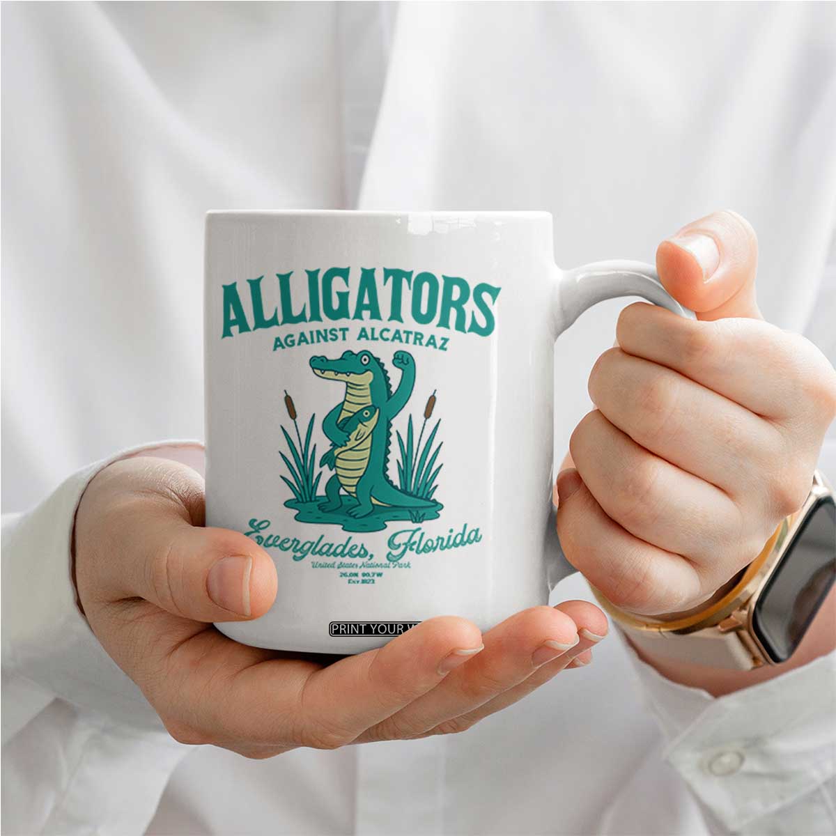Alligators Against Alcatraz Coffee Mug Everglades Florida for Human Rights TS02 Print Your Wear