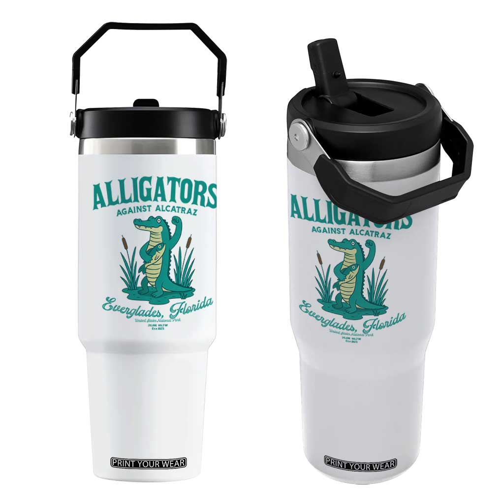 Alligators Against Alcatraz Flip Straw Tumbler Everglades Florida for Human Rights TS02 One Size: 30 oz White Print Your Wear