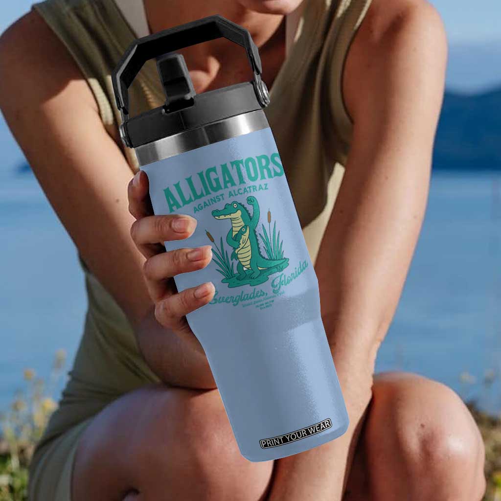 Alligators Against Alcatraz Flip Straw Tumbler Everglades Florida for Human Rights TS02 One Size: 30 oz Light Blue Print Your Wear