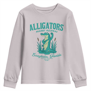 Alligators Against Alcatraz Youth Sweatshirt Everglades Florida for Human Rights TS02 Ice Gray Print Your Wear