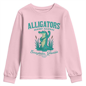 Alligators Against Alcatraz Youth Sweatshirt Everglades Florida for Human Rights TS02 Light Pink Print Your Wear
