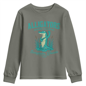 Alligators Against Alcatraz Youth Sweatshirt Everglades Florida for Human Rights TS02 Military Green Print Your Wear