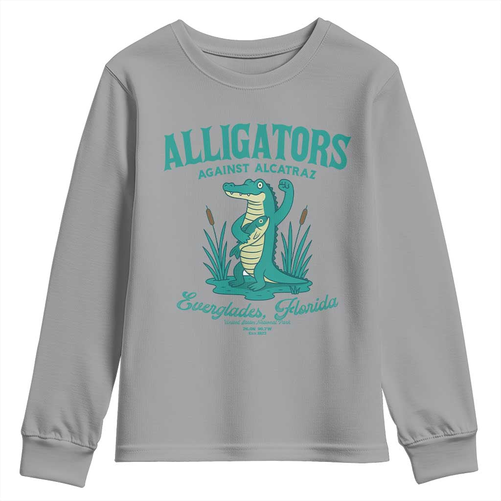 Alligators Against Alcatraz Youth Sweatshirt Everglades Florida for Human Rights TS02 Sport Gray Print Your Wear