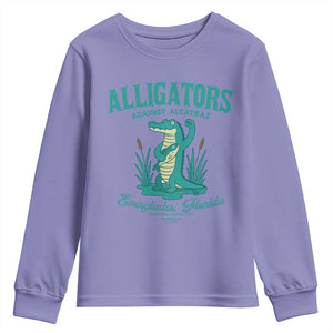 Alligators Against Alcatraz Youth Sweatshirt Everglades Florida for Human Rights TS02 Violet Print Your Wear