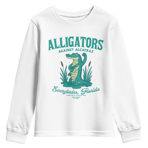 Alligators Against Alcatraz Youth Sweatshirt Everglades Florida for Human Rights TS02 White Print Your Wear