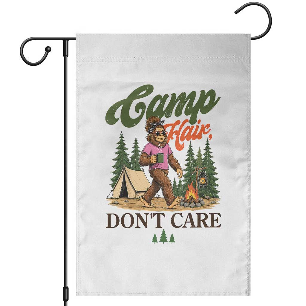 Vintage Funny Girly Bigfoot Camper Garden Flag Camp Hair Don't Care Sasquatch Camping Outdoor Adventure TS02 White Print Your Wear
