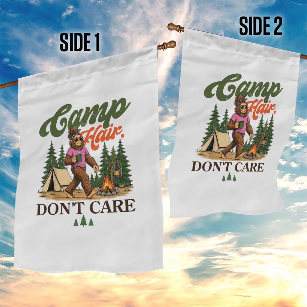 Vintage Funny Girly Bigfoot Camper Garden Flag Camp Hair Don't Care Sasquatch Camping Outdoor Adventure