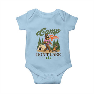 Vintage Funny Girly Bigfoot Camper Baby Onesie Camp Hair Don't Care Sasquatch Camping Outdoor Adventure