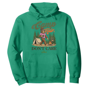 Vintage Funny Girly Bigfoot Camper Hoodie Camp Hair Don't Care Sasquatch Camping Outdoor Adventure