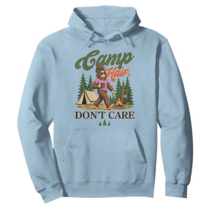 Vintage Funny Girly Bigfoot Camper Hoodie Camp Hair Don't Care Sasquatch Camping Outdoor Adventure