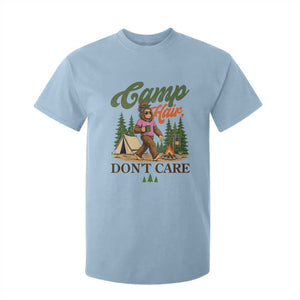 Vintage Funny Girly Bigfoot Camper T Shirt For Kid Camp Hair Don't Care Sasquatch Camping Outdoor Adventure