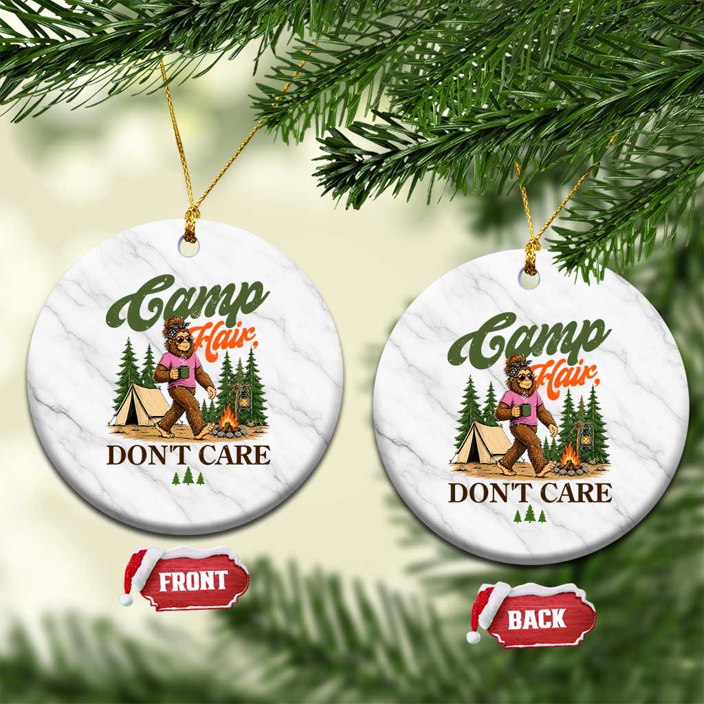 Vintage Funny Girly Bigfoot Camper Ceramic Ornament Camp Hair Don't Care Sasquatch Camping Outdoor Adventure TS02 1pc White Marble Print Your Wear